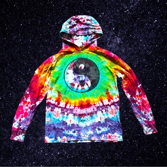 ☯️Jungmaven Organic Hemp Psychedelic Reiki Tie Dye Hoodie Longsleeve T Shirt